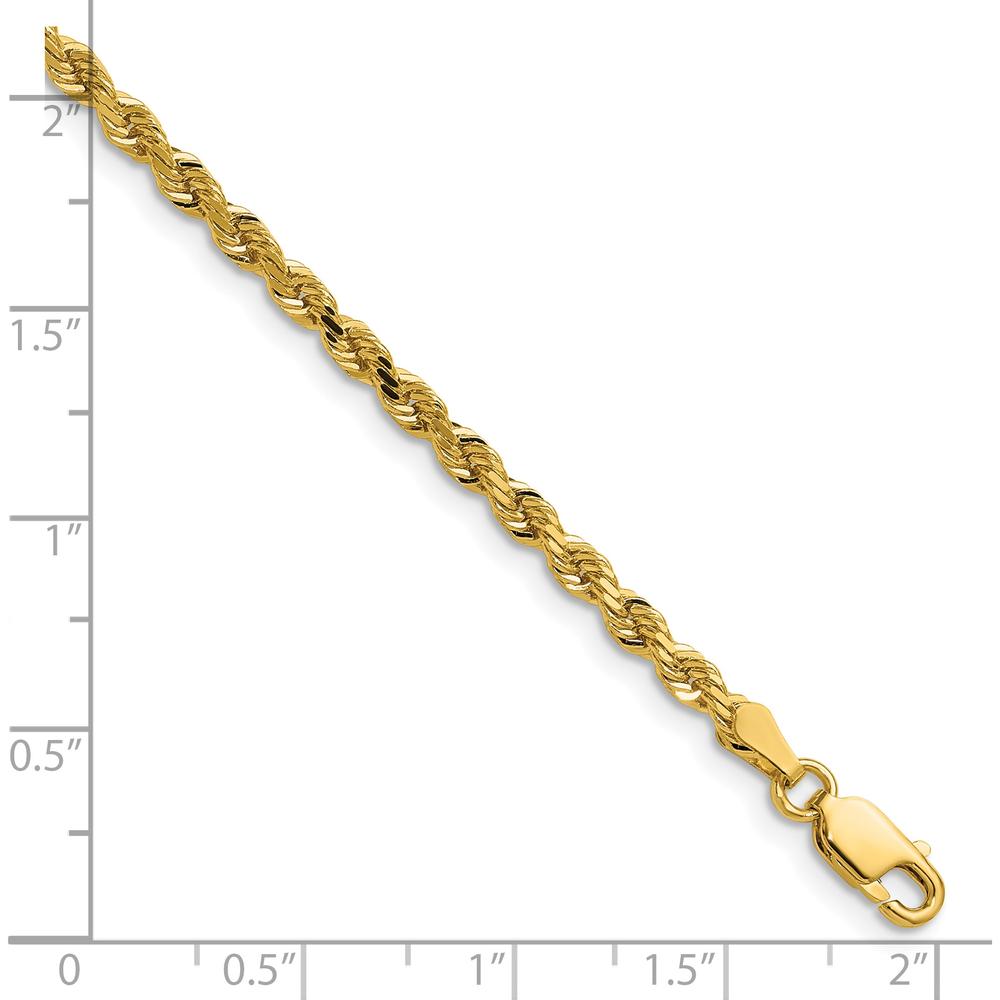 14K Yellow Gold 22" 3mm Diamond-Cut Rope Chain Necklace with Lobster Clasp