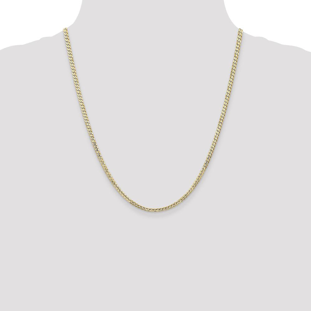 14K Yellow Gold 22" 3mm Open Concave Curb Chain with Lobster Clasp by IBGoodman