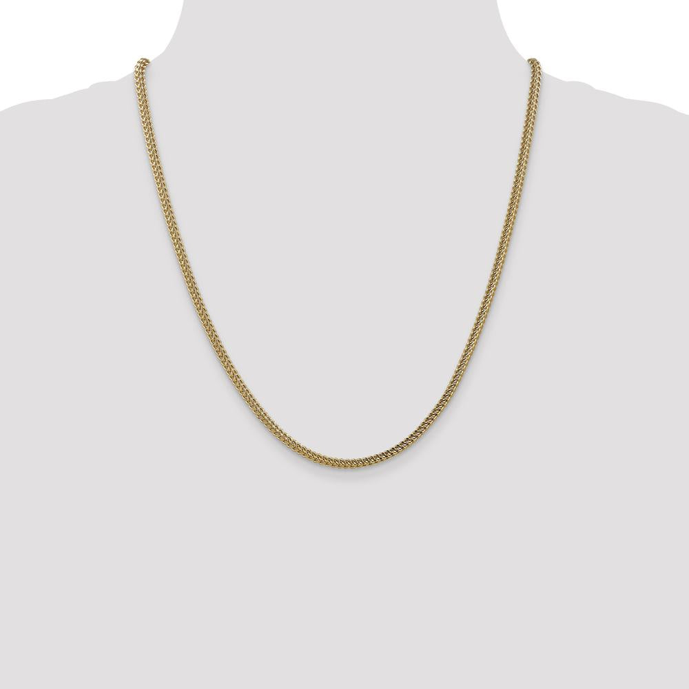 14K Yellow Gold 22" 3mm Semi-Solid Franco Chain with Fancy Lobster Clasp by Oro Pregiato