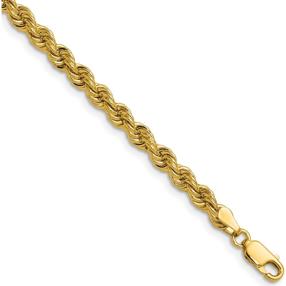 14K Yellow Gold 22" 4.2mm Rope Chain Necklace with Lobster Clasp