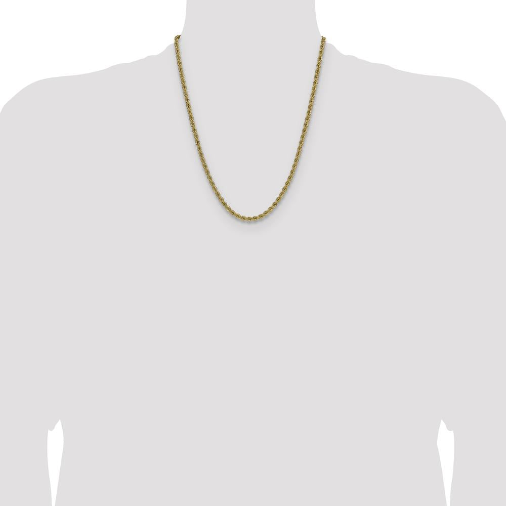 14K Yellow Gold 22" 4.2mm Rope Chain Necklace with Lobster Clasp