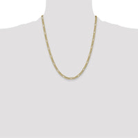 14K Yellow Gold 22" 4.2mm Semi-Solid Figaro Chain Necklace with Lobster Clasp by Oro Pregiato