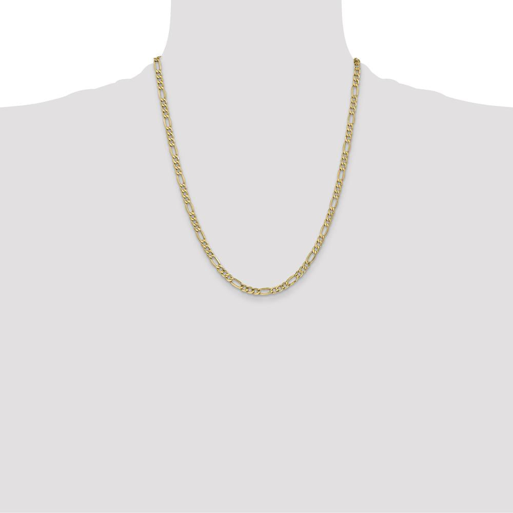 14K Yellow Gold 22" 4.2mm Semi-Solid Figaro Chain Necklace with Lobster Clasp by Oro Pregiato