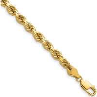 14K Yellow Gold 22" 4.5mm Diamond-Cut Rope Chain with Lobster Clasp