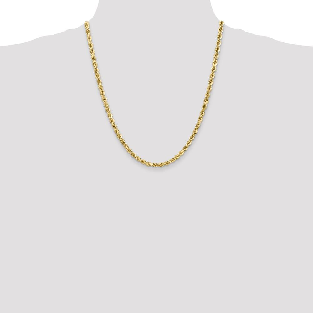 14K Yellow Gold 22" 4.5mm Diamond-Cut Rope Chain with Lobster Clasp