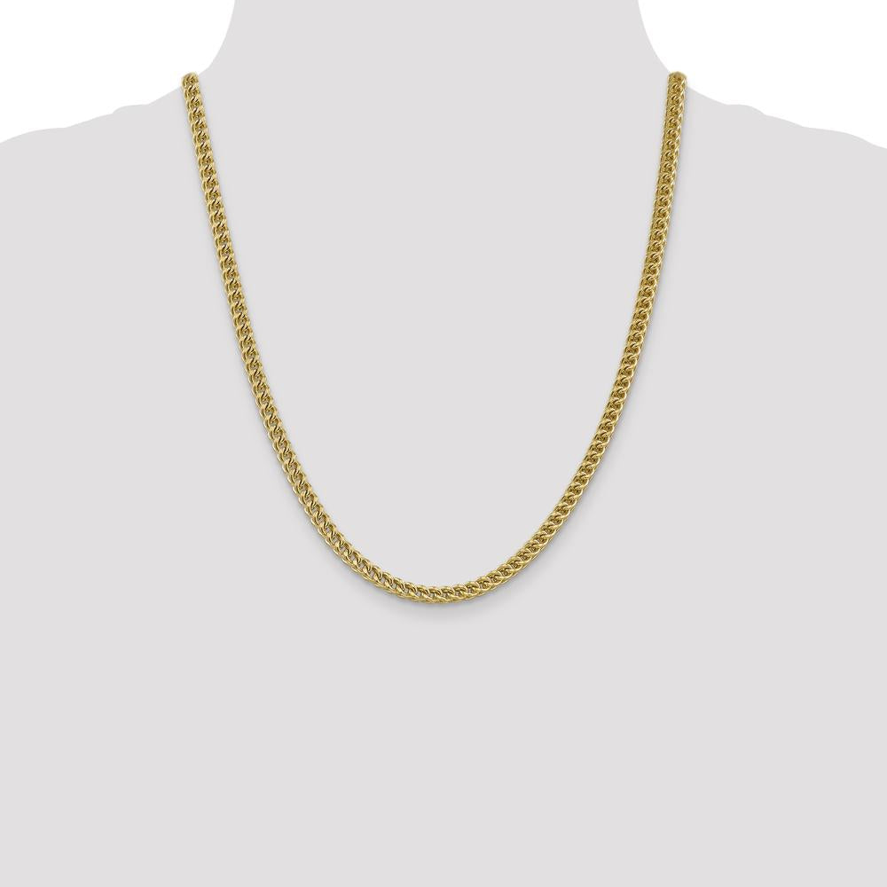14K Yellow Gold 22" 4.5mm Semi-Solid Franco Chain with Fancy Lobster Clasp by Oro Pregiato