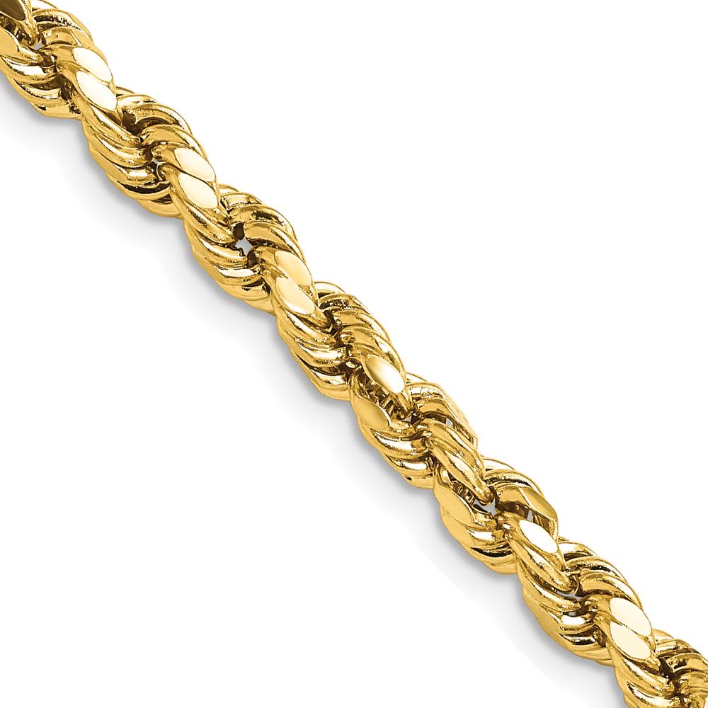 14K Yellow Gold 22" 4.9mm Semi Solid Diamond-Cut Rope Chain with Lobster Clasp by Oro Pregiato