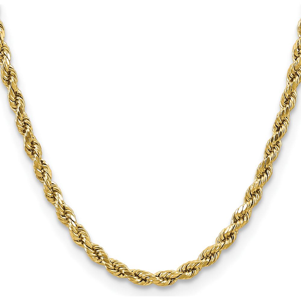 14K Yellow Gold 22" 4.9mm Semi Solid Diamond-Cut Rope Chain with Lobster Clasp by Oro Pregiato