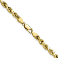 14K Yellow Gold 22" 4.9mm Semi Solid Diamond-Cut Rope Chain with Lobster Clasp by Oro Pregiato