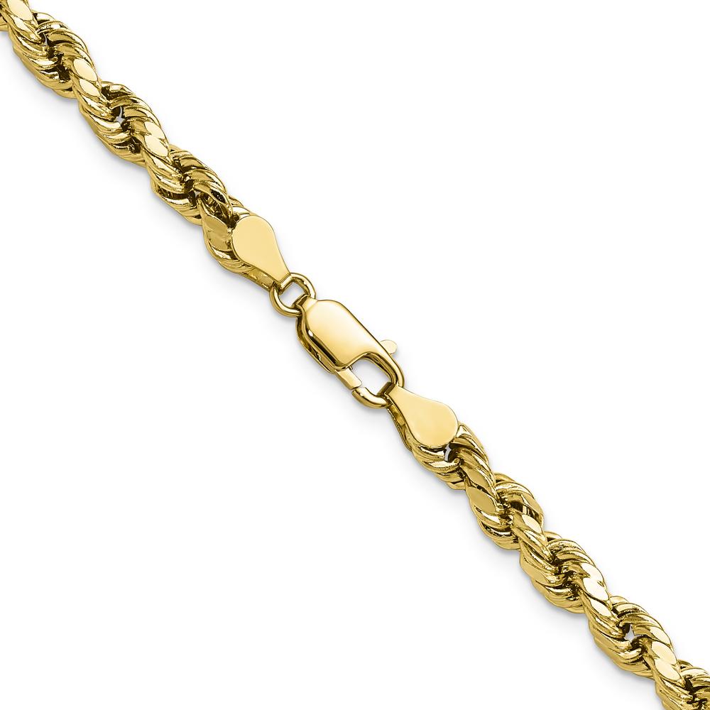 14K Yellow Gold 22" 4.9mm Semi Solid Diamond-Cut Rope Chain with Lobster Clasp by Oro Pregiato