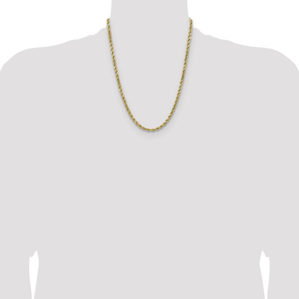 14K Yellow Gold 22" 4.9mm Semi Solid Diamond-Cut Rope Chain with Lobster Clasp by Oro Pregiato