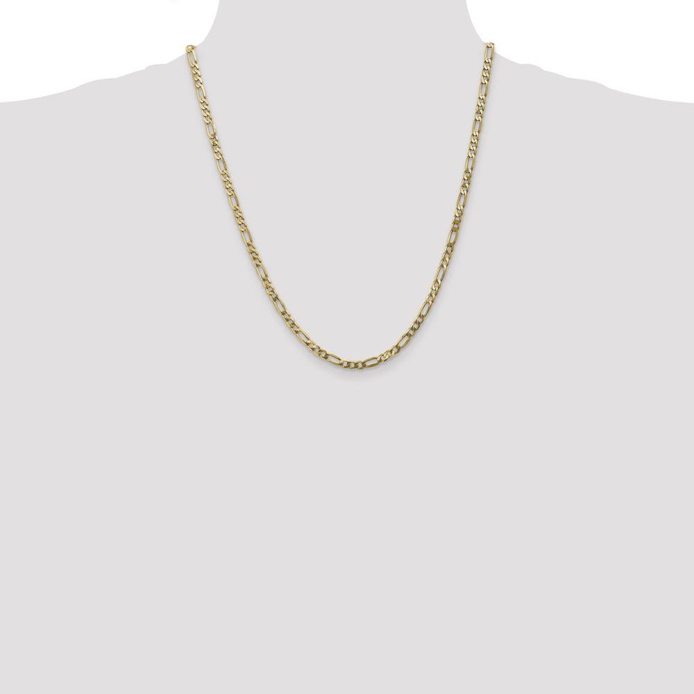 14K Yellow Gold 22" 4mm Flat Figaro Chain Necklace with Lobster Clasp by Oro Pregiato