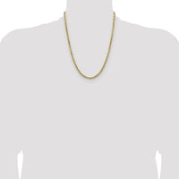 14K Yellow Gold 22" 4mm Semi-Solid Diamond-Cut Rope Chain Necklace with Lobster Clasp by Oro Pregiato