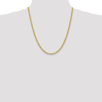 14K Yellow Gold 22" 4mm Solid Rope Chain Necklace with Lobster Clasp