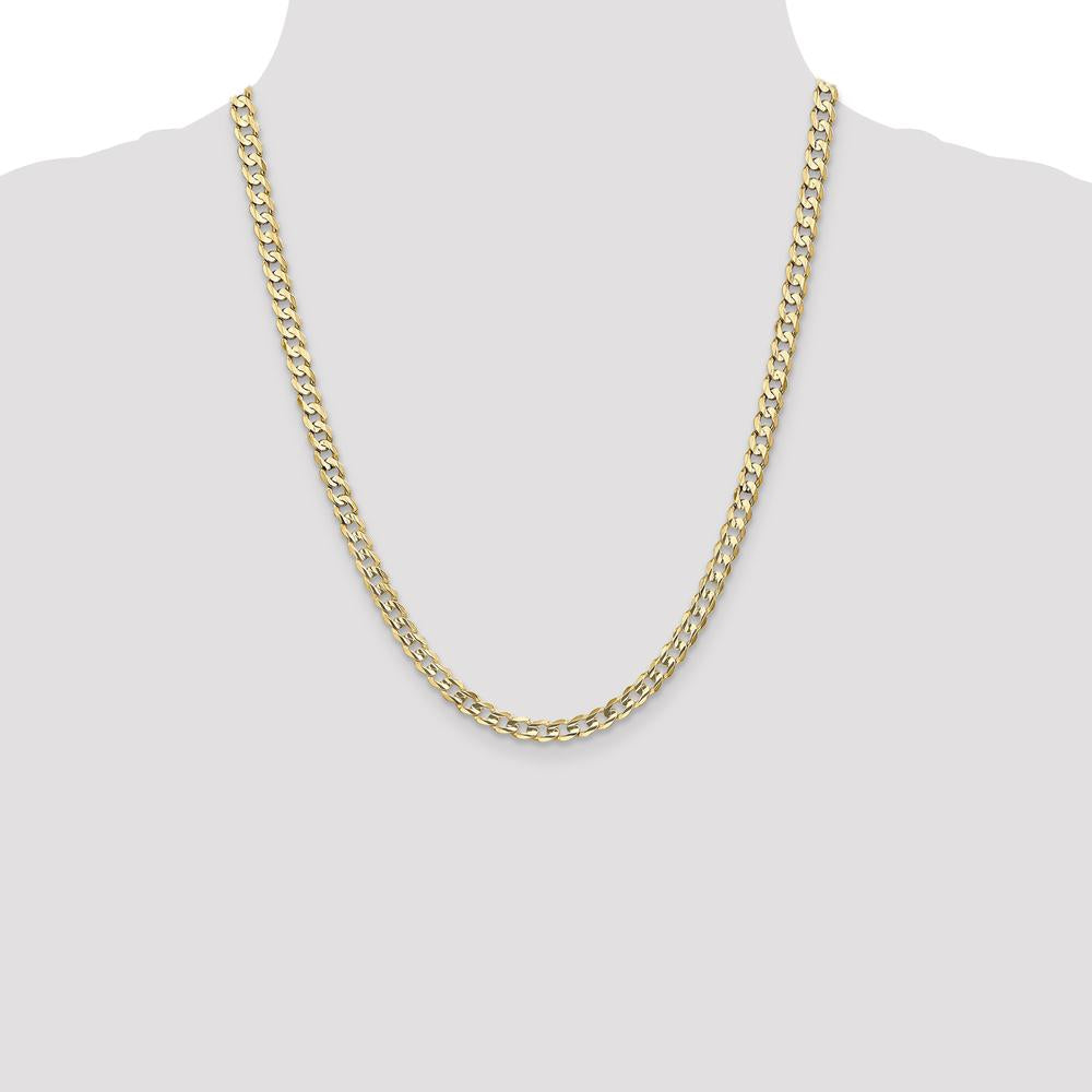 14K Yellow Gold 22" 5.25mm Open Concave Curb Chain with Lobster Clasp by Oro Pregiato