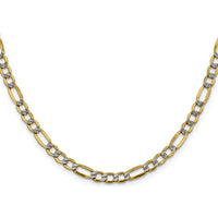 14K Yellow Gold 22" 5.25mm Semi-Solid Figaro Chain Necklace with Rhodium Pavé Accents by Oro Pregiato
