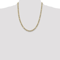 14K Yellow Gold 22" 5.25mm Semi-Solid Figaro Chain Necklace with Rhodium Pavé Accents by Oro Pregiato