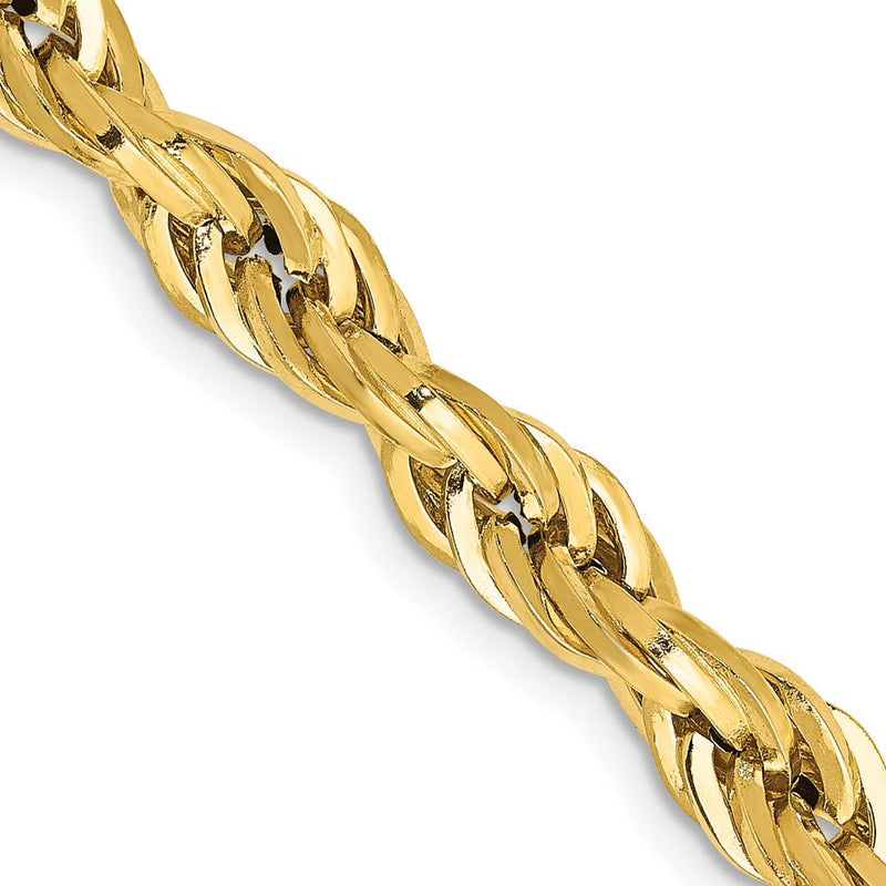 14K Yellow Gold 22" 5.4mm Semi Solid Rope Chain with Lobster Clasp by Oro Pregiato