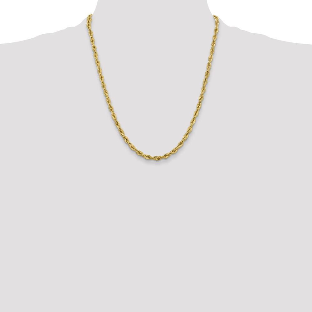 14K Yellow Gold 22" 5.4mm Semi Solid Rope Chain with Lobster Clasp by Oro Pregiato