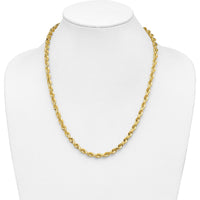 14K Yellow Gold 22" 5.5mm Diamond-Cut Rope Chain with Fancy Lobster Clasp