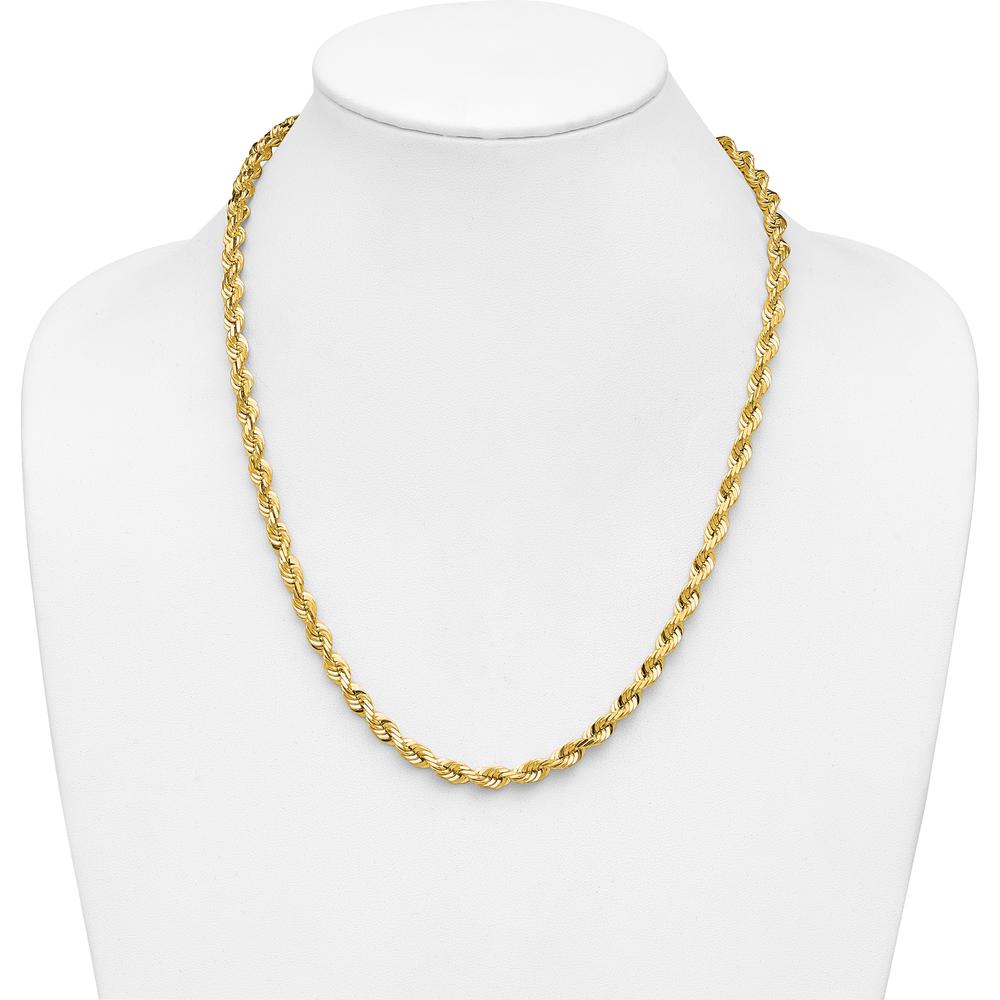 14K Yellow Gold 22" 5.5mm Diamond-Cut Rope Chain with Fancy Lobster Clasp