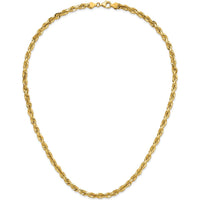 14K Yellow Gold 22" 5.5mm Diamond-Cut Rope Chain with Fancy Lobster Clasp