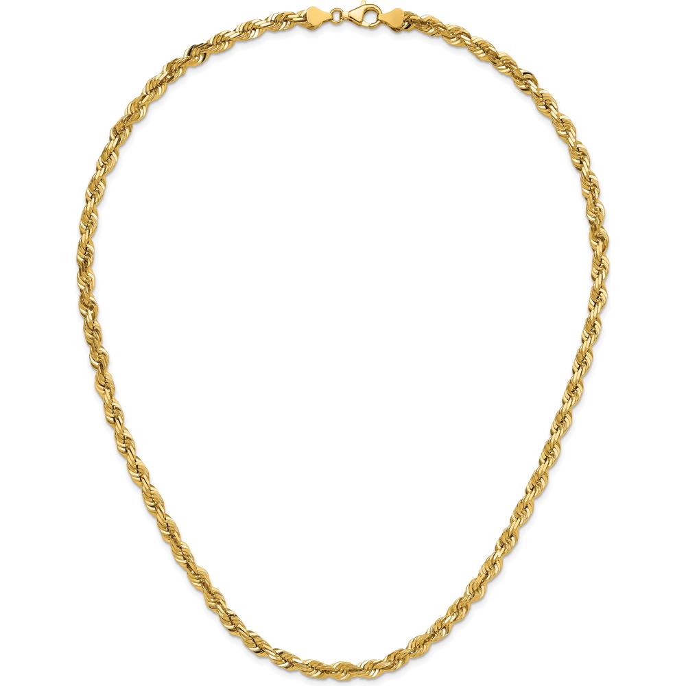 14K Yellow Gold 22" 5.5mm Diamond-Cut Rope Chain with Fancy Lobster Clasp