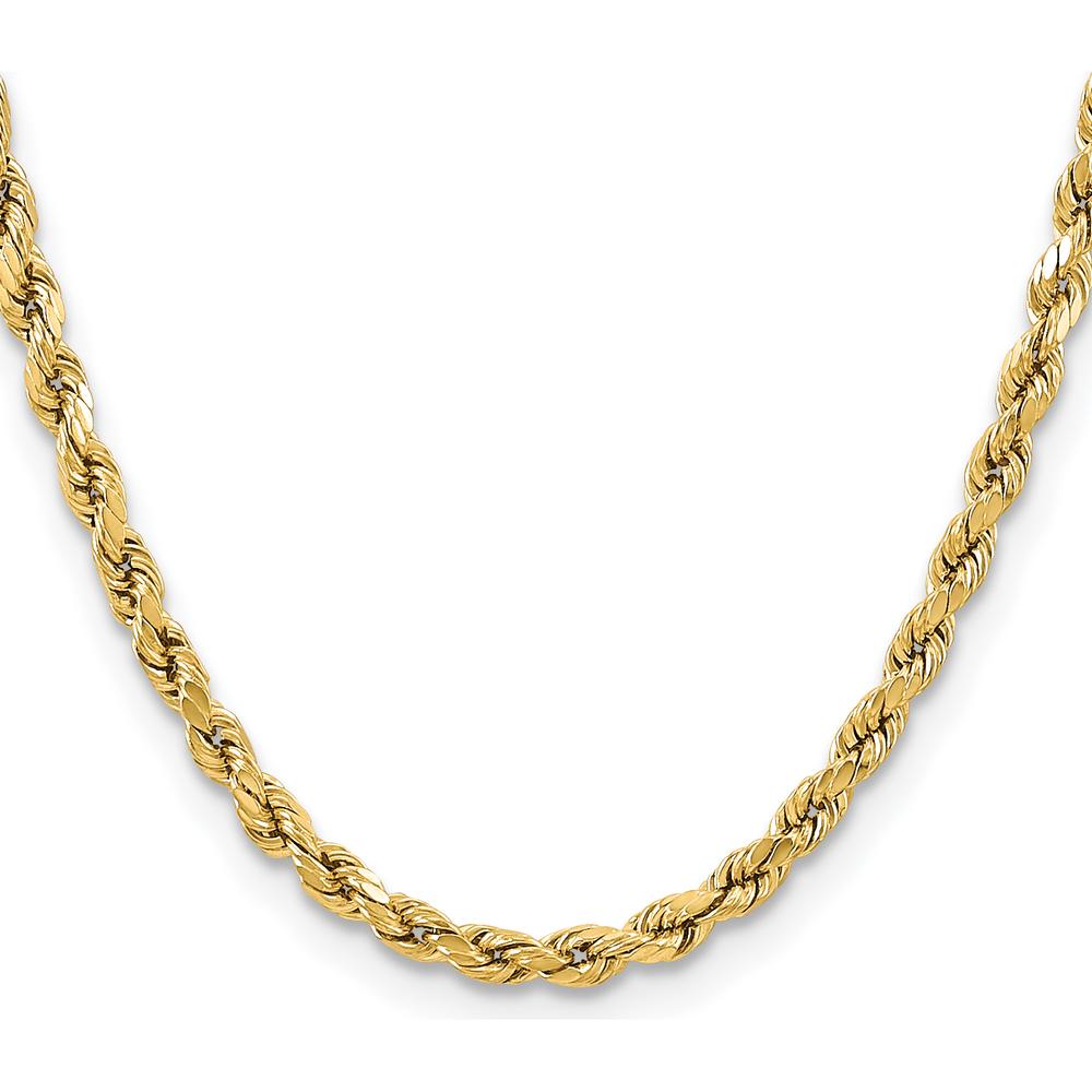 14K Yellow Gold 22" 5.5mm Semi-Solid Diamond-Cut Rope Chain with Lobster Clasp by Oro Pregiato