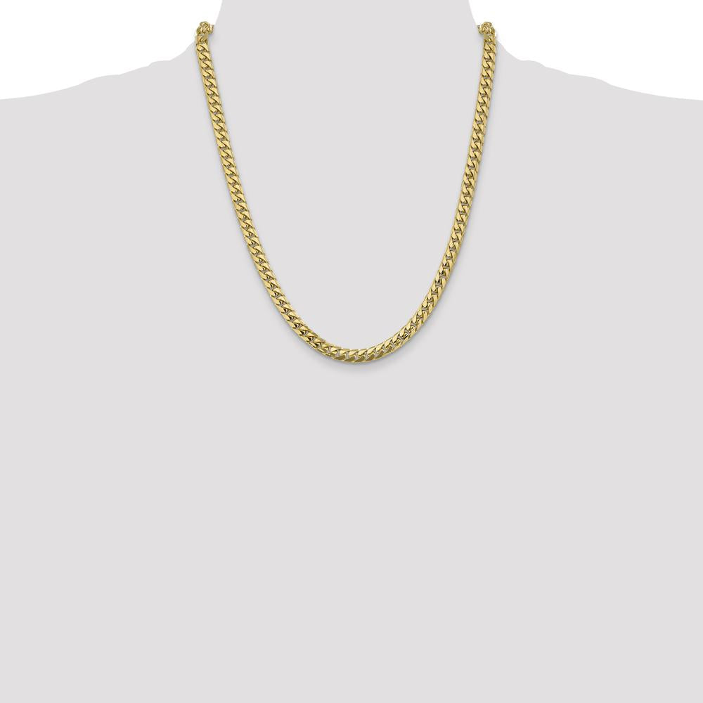 14K Yellow Gold 22" 5.5mm Solid Miami Cuban Link Chain with Lobster Clasp by Oro Pregiato
