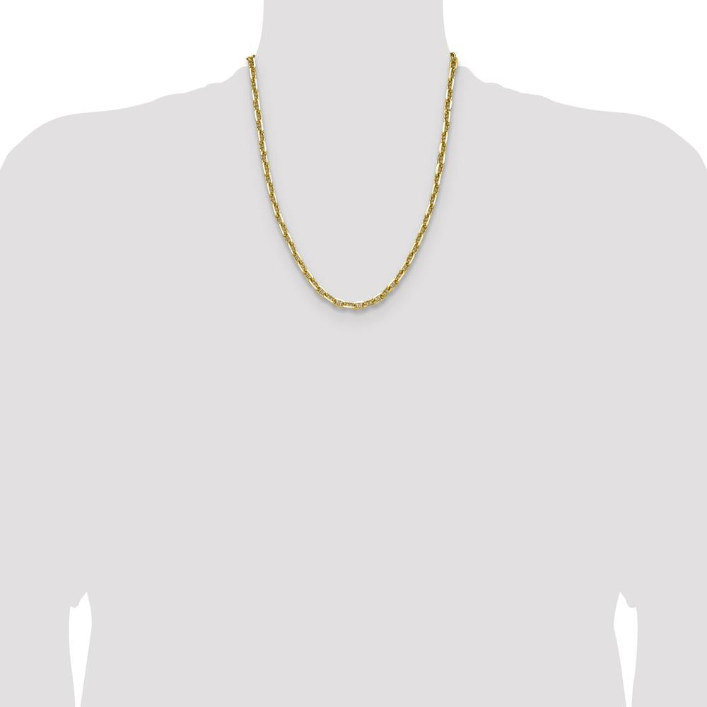 14K Yellow Gold 22" 5.7mm Diamond-Cut Mariner Anchor Chain Necklace by Oro Pregiato