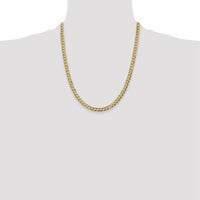 14K Yellow Gold 22" 5.9mm Lightweight Flat Cuban Chain with Lobster Clasp by Oro Pregiato