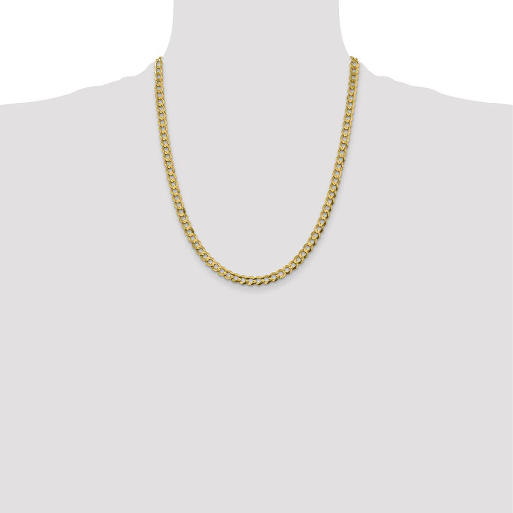 14K Yellow Gold 22" 5.9mm Lightweight Flat Cuban Chain with Lobster Clasp by Oro Pregiato