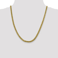 14K Yellow Gold 22" 5mm Semi-Solid Diamond-cut Wheat Chain with Lobster Clasp by Oro Pregiato