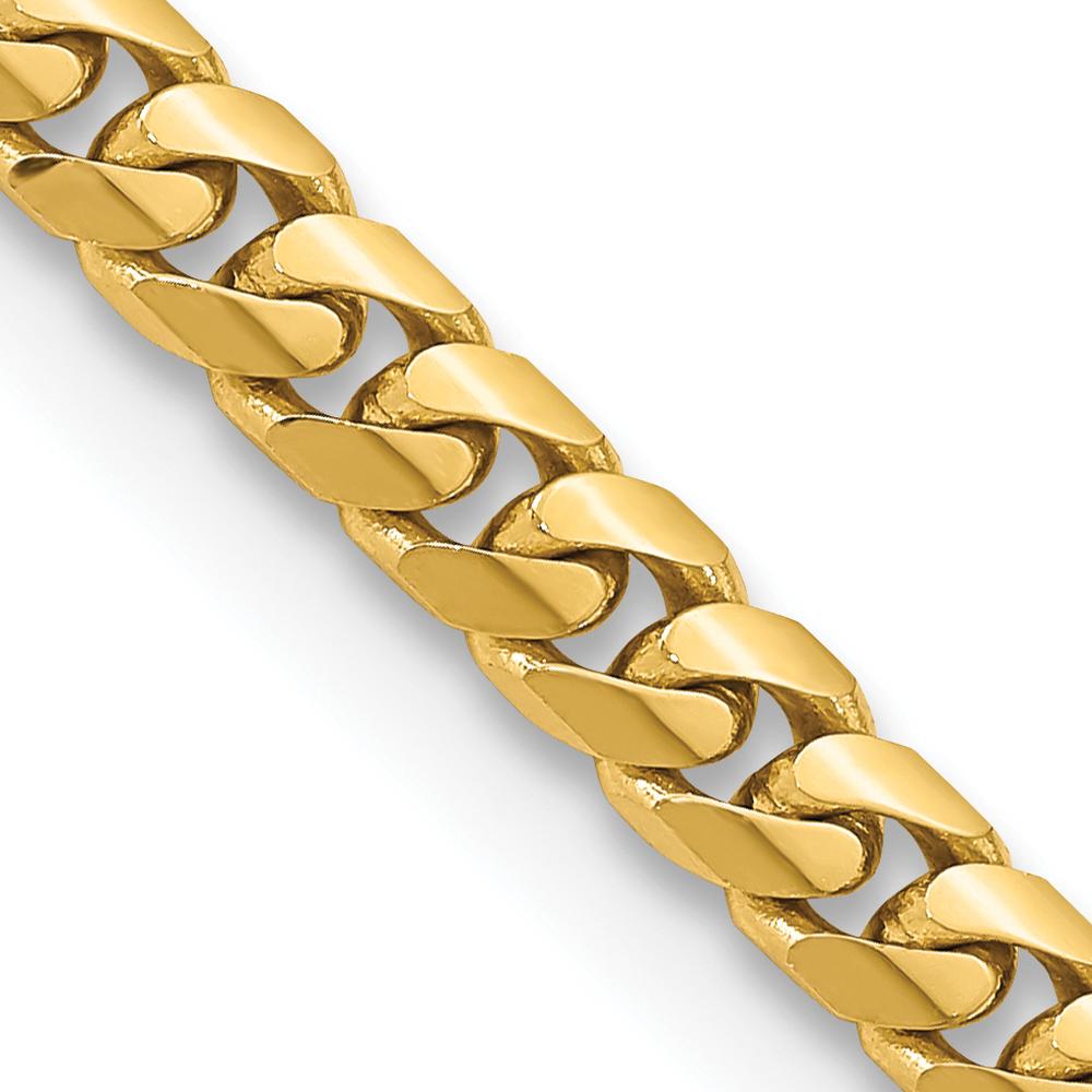 14K Yellow Gold 22" 5mm Solid Cuban Link Chain with Lobster Clasp by Oro Pregiato