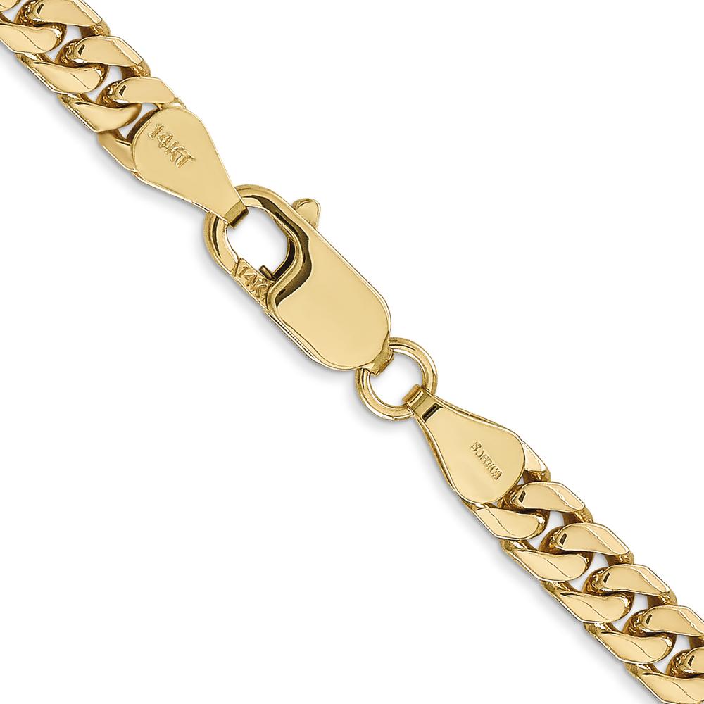14K Yellow Gold 22" 5mm Solid Cuban Link Chain with Lobster Clasp by Oro Pregiato