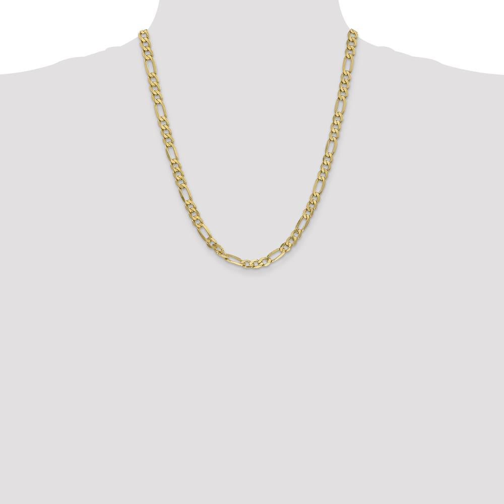 14K Yellow Gold 22" 6.25mm Flat Figaro Chain Necklace with Lobster Clasp by Oro Pregiato