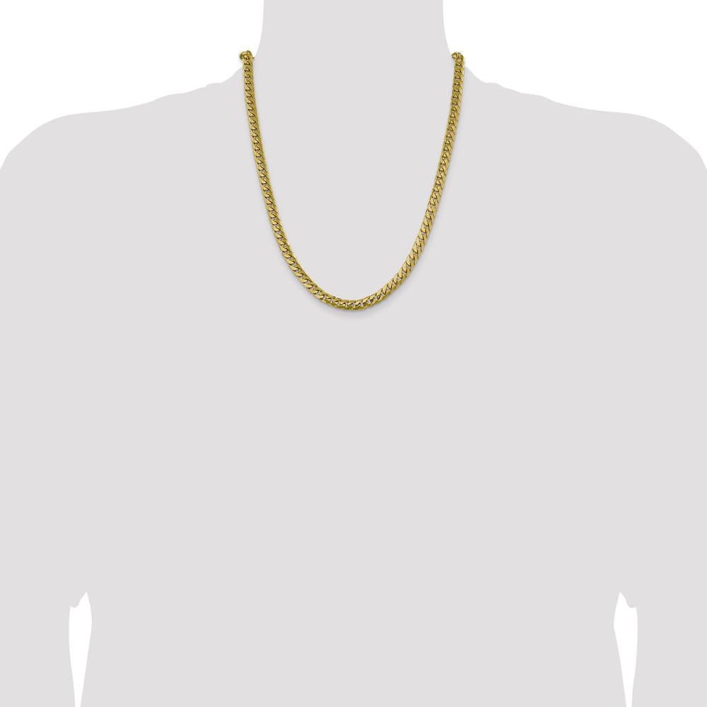 14K Yellow Gold 22" 6.25mm Solid Miami Cuban Link Chain with Lobster Clasp by Oro Pregiato
