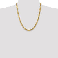 14K Yellow Gold 22" 6.75mm Semi-Solid Miami Cuban Chain with Lobster Clasp by Oro Pregiato