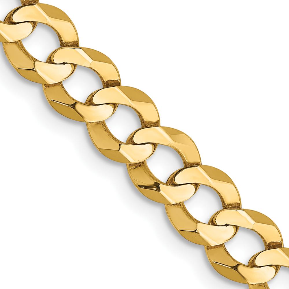 14K Yellow Gold 22" 7.2mm Lightweight Flat Cuban Chain with Lobster Clasp by Oro Pregiato