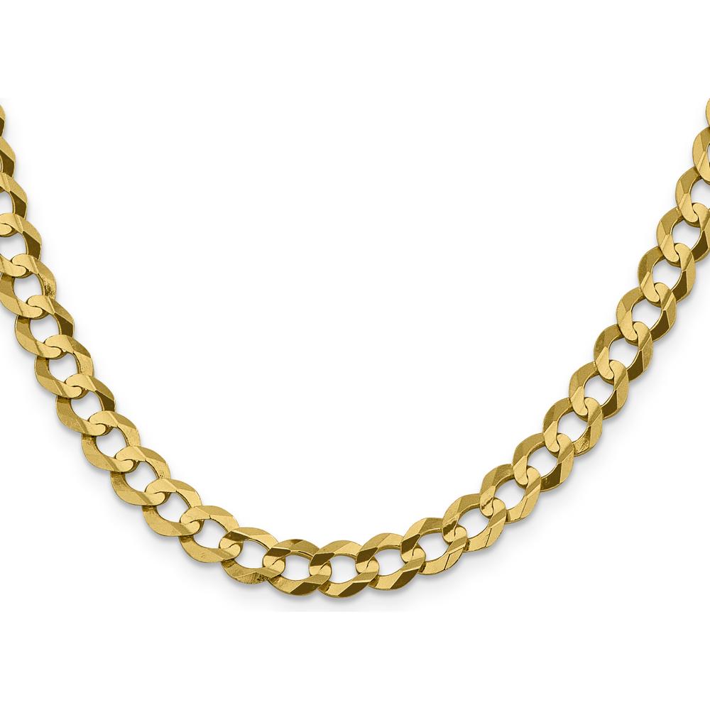 14K Yellow Gold 22" 7.2mm Lightweight Flat Cuban Chain with Lobster Clasp by Oro Pregiato