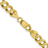 14K Yellow Gold 22" 7.2mm Lightweight Flat Cuban Chain with Lobster Clasp by Oro Pregiato