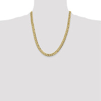 14K Yellow Gold 22" 7.2mm Lightweight Flat Cuban Chain with Lobster Clasp by Oro Pregiato