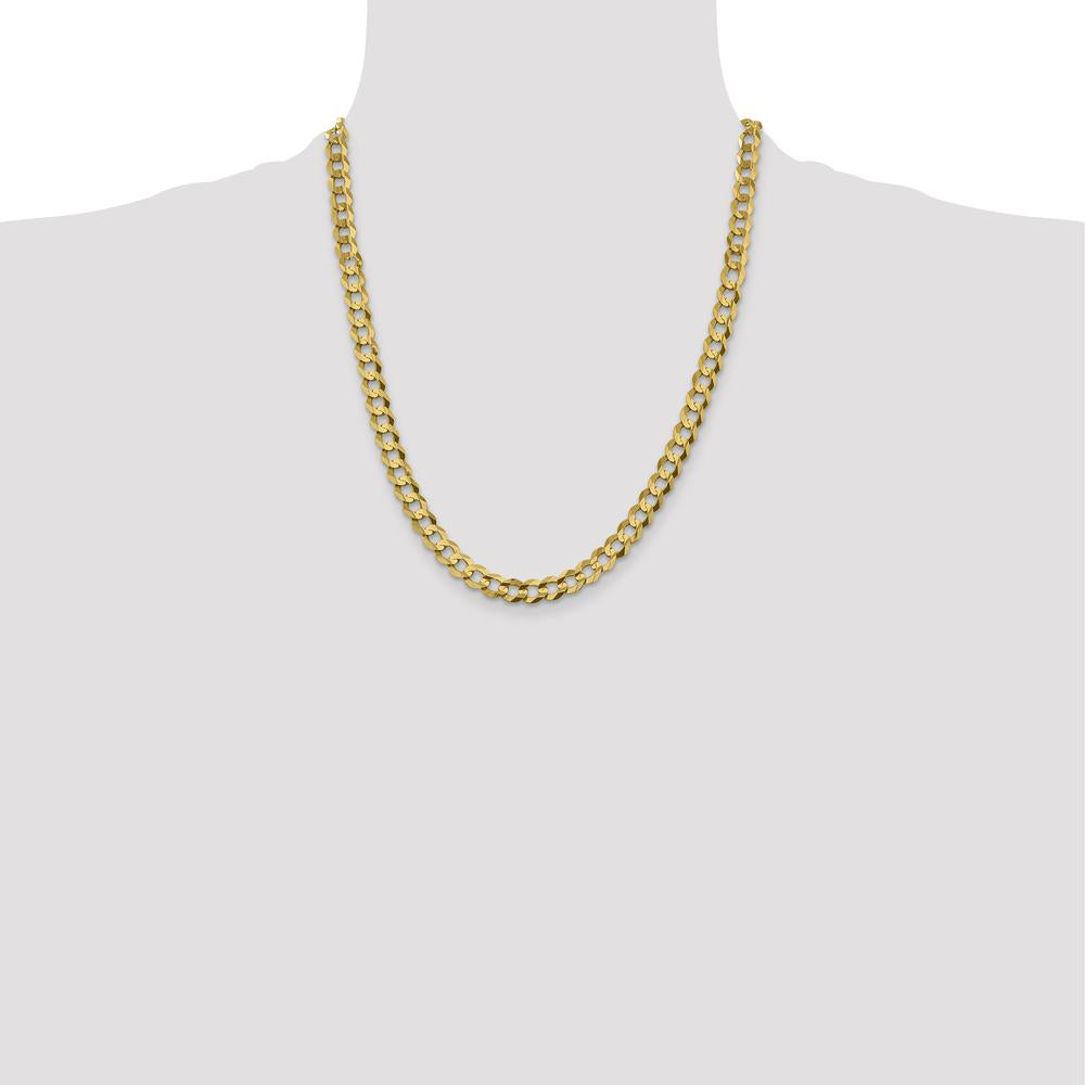 14K Yellow Gold 22" 7.2mm Lightweight Flat Cuban Chain with Lobster Clasp by Oro Pregiato