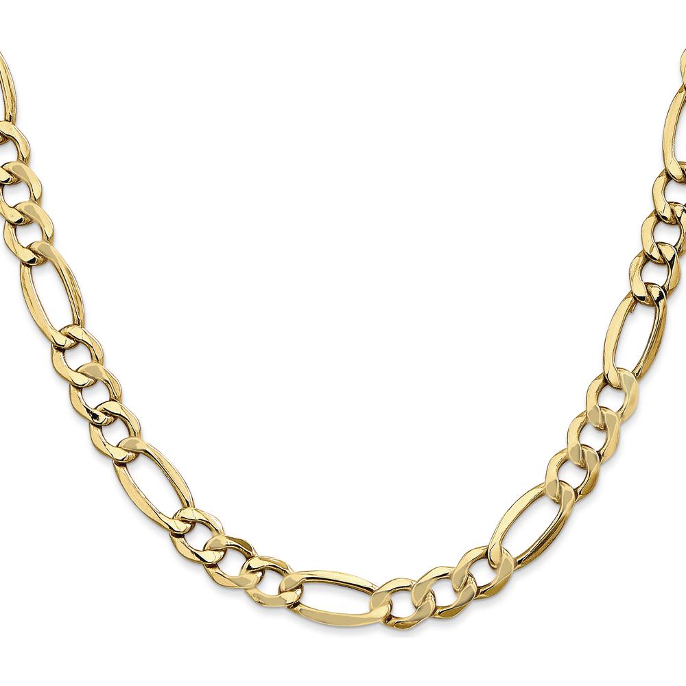 14K Yellow Gold 22" 7.3mm Semi-Solid Figaro Chain with Lobster Clasp by Oro Pregiato