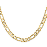 14K Yellow Gold 22" 7.5mm Flat Figaro Chain with Lobster Clasp by Oro Pregiato