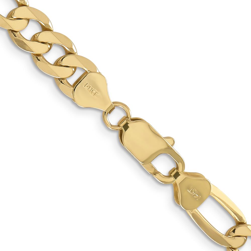 14K Yellow Gold 22" 7.5mm Flat Figaro Chain with Lobster Clasp by Oro Pregiato