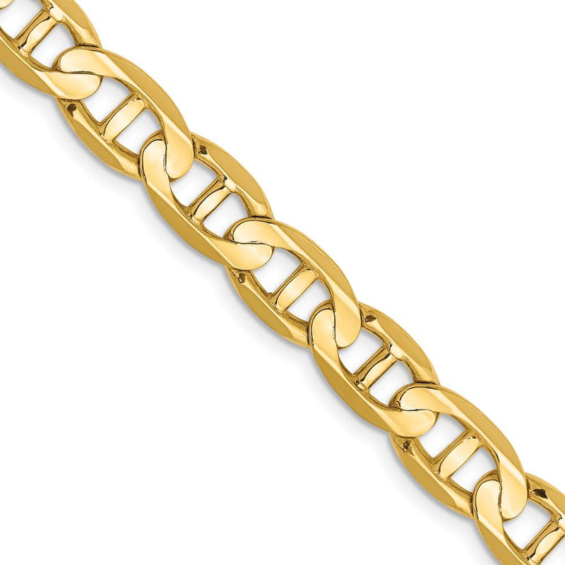 14K Yellow Gold 22" 7mm Concave Anchor Chain with Lobster Clasp by Oro Pregiato