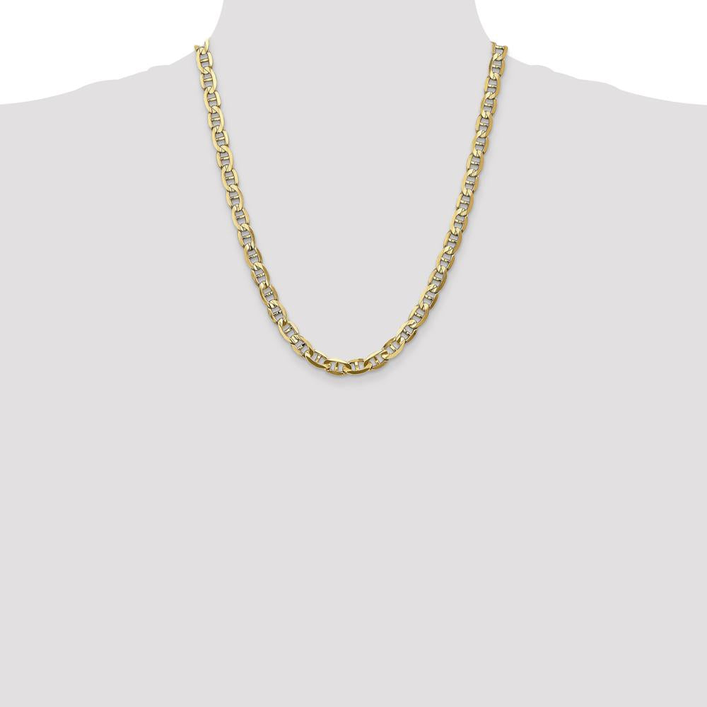 14K Yellow Gold 22" 7mm Concave Anchor Chain with Lobster Clasp by Oro Pregiato
