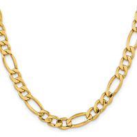 14K Yellow Gold 22" 8.5mm Semi-Solid Figaro Chain with Lobster Clasp by Oro Pregiato