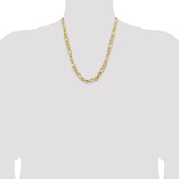 14K Yellow Gold 22" 8.5mm Semi-Solid Figaro Chain with Lobster Clasp by Oro Pregiato